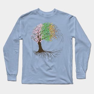 Tree of life four seasons version moon shaped Long Sleeve T-Shirt